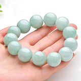 Burmese Jadeite Light Green Round Bead Bracelet Men's Women's Jewelry