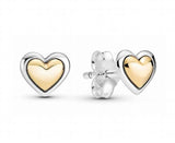 925 Silver Two Tone Heart Stud Earrings Wedding Jewelry