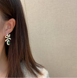 S925 Bow Knot Zircon Stud Earrings