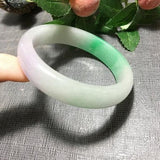 Zheru Jewelry Natural Burmese Jade Two-Color Bracelet 54-64mm