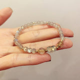 Labradorite Beaded Pixiu Bracelet Women 6 7 8mm Lucky Gray MoonStone Bangles