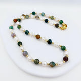 Natural Stone Baroque Pearl Necklace Agate Bead Charm Jewelry