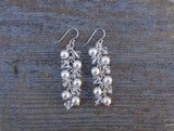 Real Pearl Earrings 4mm Crystal Freshwater S925 Silver Dangle Fine Bridal Gift