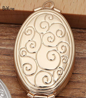 Memory Photo Locket Oval Shape 20*33*9MM Direct Metal Brass Pendant