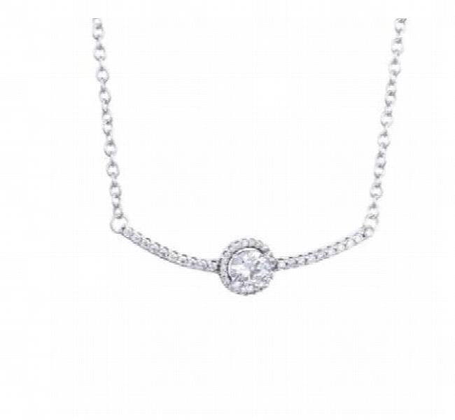 S925 Sterling Silver Curved Necklace European American Diamond Necklace