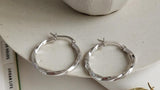 LouLeur 925 Sterling Silver Distortion 25mm Hoop Earrings Twist Jewelry