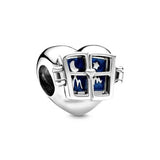 925 Silver Openwork Heart & Family Tree Water Drop Charm Beads
