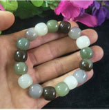12mm Hetian Jade Beads Bracelet Lucky Safety Amulet