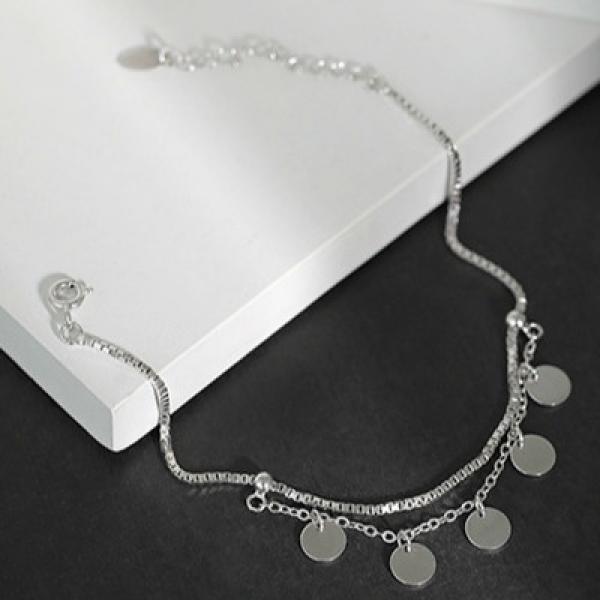 Silver 925 Sterling Chain Bracelet Bangle Femme Mancuernas Ajustables
