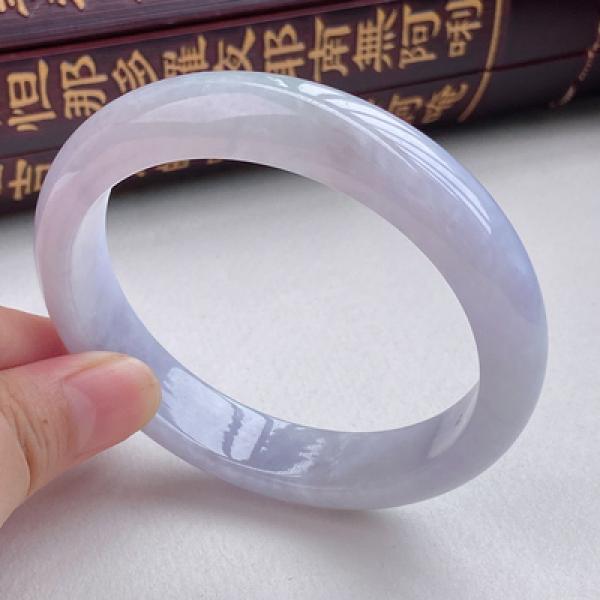 Zheru Jewelry Natural Light Purple Burmese Jadeite 54-64mm Bracelet
