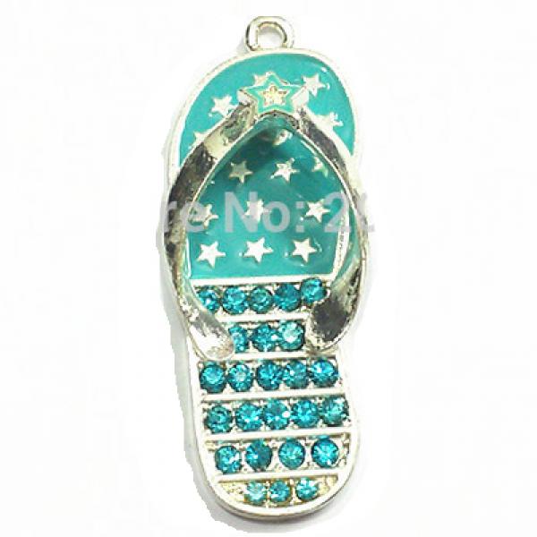 10pcs/lot Slipper Rhinestone Pendants For 4th Of July Summer Jewelry