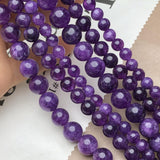 Amethysts Beads Round Loose Spacer Purple Crystal Beads 6/8/10MM