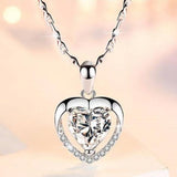 925 Silver Heart Necklace Eternal Love Pendant Choker