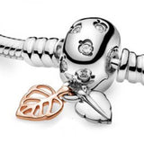 Daisy Flower Butterfly Meadow Clasp 925 Silver Bracelet Charm