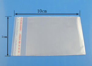 200PCs Self-Seal Jewelry Bags Rectangle Transparent Beads Earrings DIY Storage