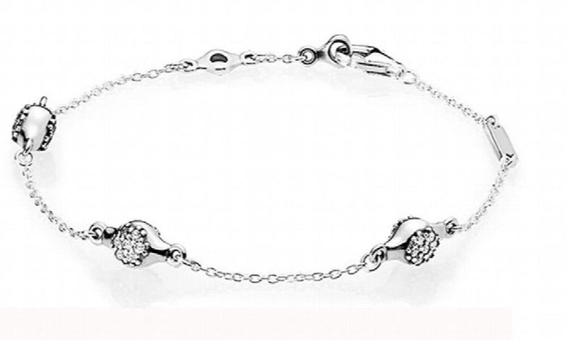 925 Silver Modern Love CZ Bracelet Shinny Stone-Studded