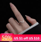 925 Sterling Silver V Letter Adjustable Ring for Women