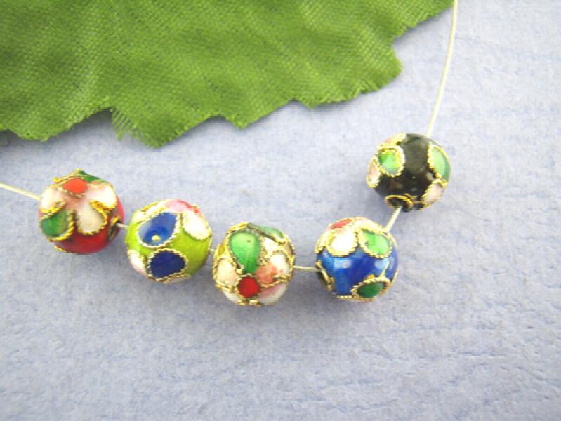 50PCs Cloisonne Ball Spacers Beads for Jewelry Making 8mm Dia
