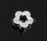 100pcs 8mm Half Rhinestone Flower Slide Charm DIY Alphabet Accessories