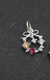 925 Sterling Silver Colorful Zircon Flower Charms Pendants