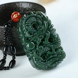 Hand-Carved Qing Jades Dragon Necklace Pendant