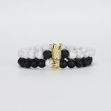 CZ King Crown Charms Beads Bracelet for Men Women