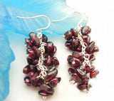 Baroque Garnet Chips Earrings S925 Silver Hook