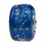 925 Silver Large Hole Colorful Flowers Music Note Glass Charm Bead
