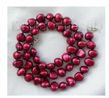 8mm Baroque Wine Red Freshwater Pearl Necklace 18 inch Beads Jewelry