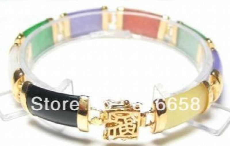 Multi-Color Jade Fortune Link Bracelet