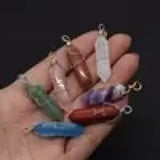 Wire Wrapped Hexagonal Prism Charms Pink Quartz Amethyst Pendants