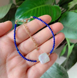 Baroque Freshwater Pearl Bracelet with Lapis Gemstone