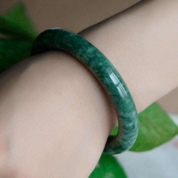 Natural Burmese Jadeite Dark Green Round Bracelet 54-64mm