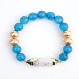 BOJIU Howlite Column Mixed Ag. Colored Pendant Bracelet