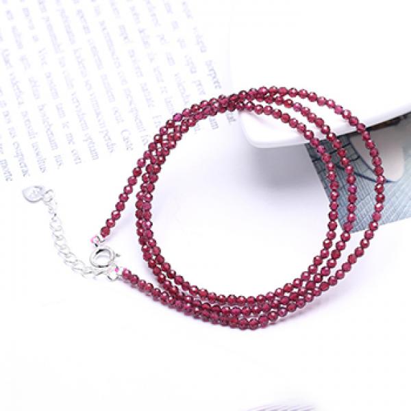 Garnet Stone Bracelet Faceted Beads Princess Necklace Women Gift