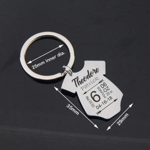 Birth Stats Keyring Baby Onesie Keychain