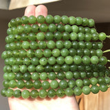 Natural Canada Green Jades Stone Beads Round Loose Spacer Beads 7.5 Inch