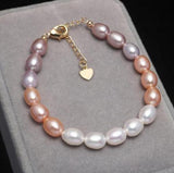 Pink Lavender Rice Freshwater Pearl Bracelet Fine Jewelry