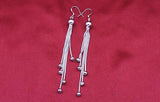 925 Silver Beads Tassel Chain Earrings for Women