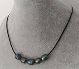 Gray Freshwater Pearl Necklace 17in Rhinestone Clasp