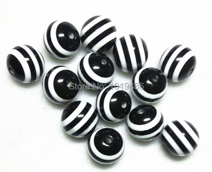 Chunky Striped Resin Round Beads for DIY Jewelry