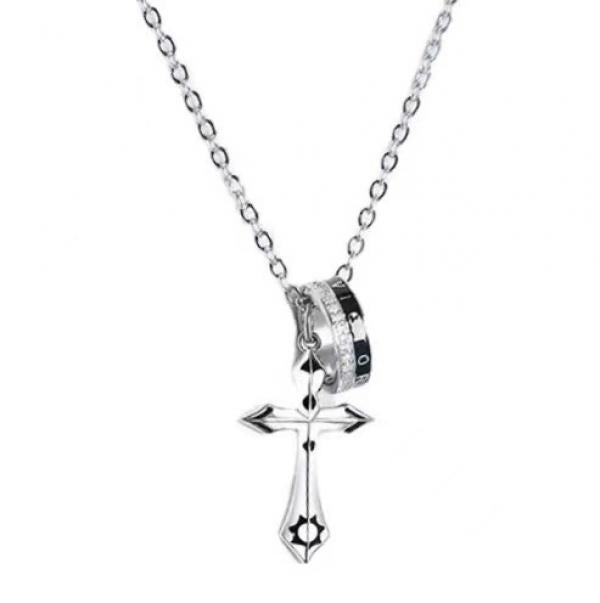 Sterling Silver Star Cross Necklace Cold Wind Pendant Ins Men's Necklace