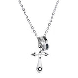 Sterling Silver Star Cross Necklace Cold Wind Pendant Ins Men's Necklace