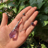 Natural High Amethyst Pendulum Divination Pendant Crystal Reiki Healing Stone