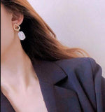 Square Freshwater Pearl Dangle Earrings - Lady Gift Fine Jewelry