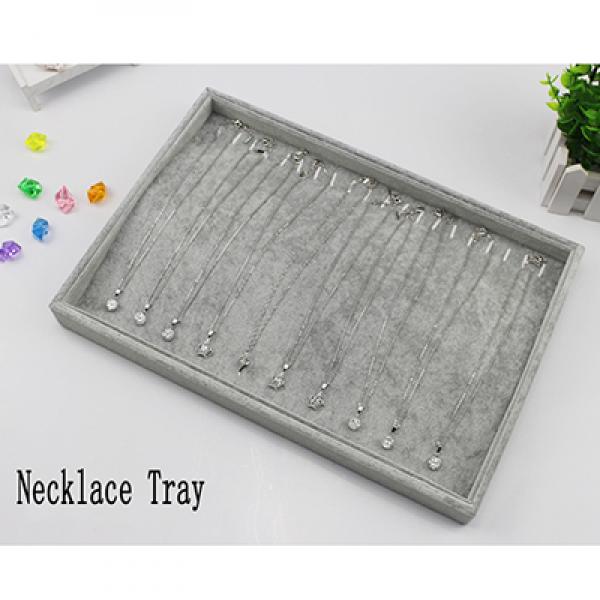 Gray Velvet High Jewelry Display Tray Set for Necklace Bracelet Earrings Ring