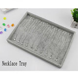 Gray Velvet High Jewelry Display Tray Set for Necklace Bracelet Earrings Ring
