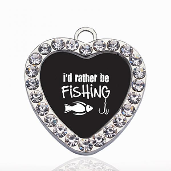 I'D RATHER BE FISHING CIRCLE CHARM DIY Jewelry Accessories