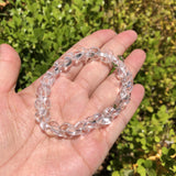 Natural Rock Quartz Moon Shape Bead Bracelet Crystal Reiki Healing Stone Jewelry