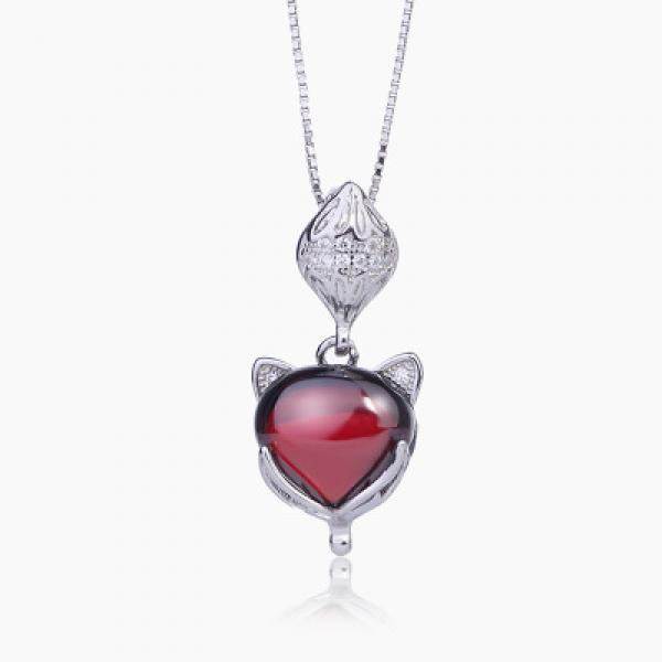 S925 Silver Fox CZ Pendant Necklace